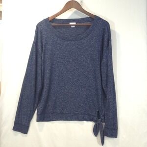 J. by J. Crew Blue Heathered Side Tie Long Sleeve Knit Top XL